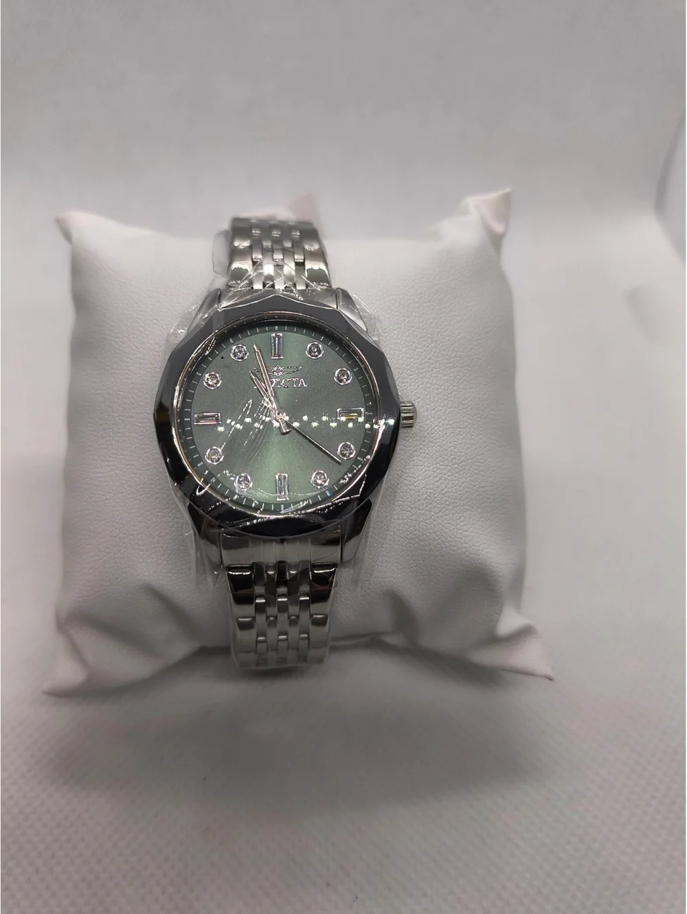 Invicta Women's Stainless Steel Watch with Green Dial and Crystal Accents70452
